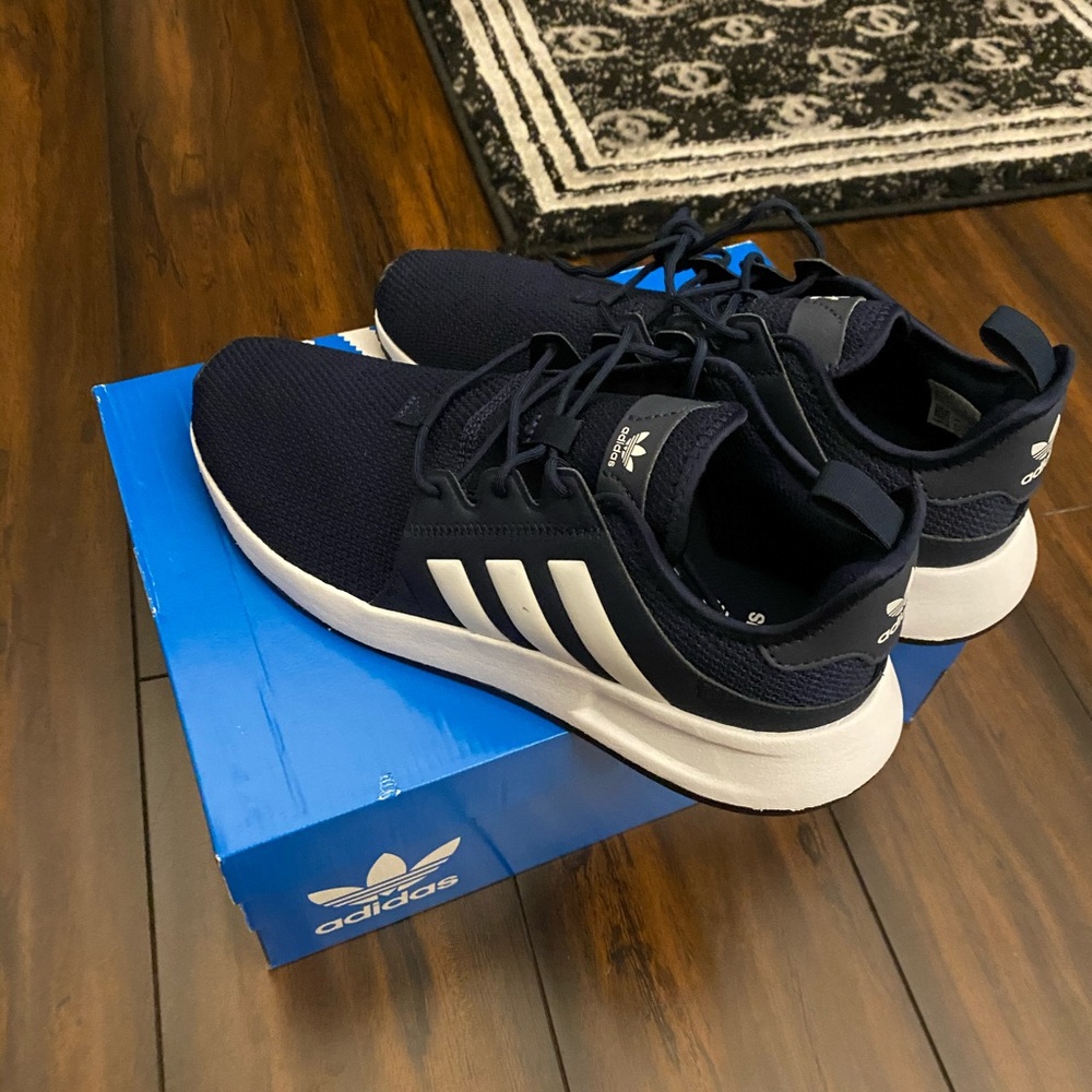 Navy adidas tennis shoes